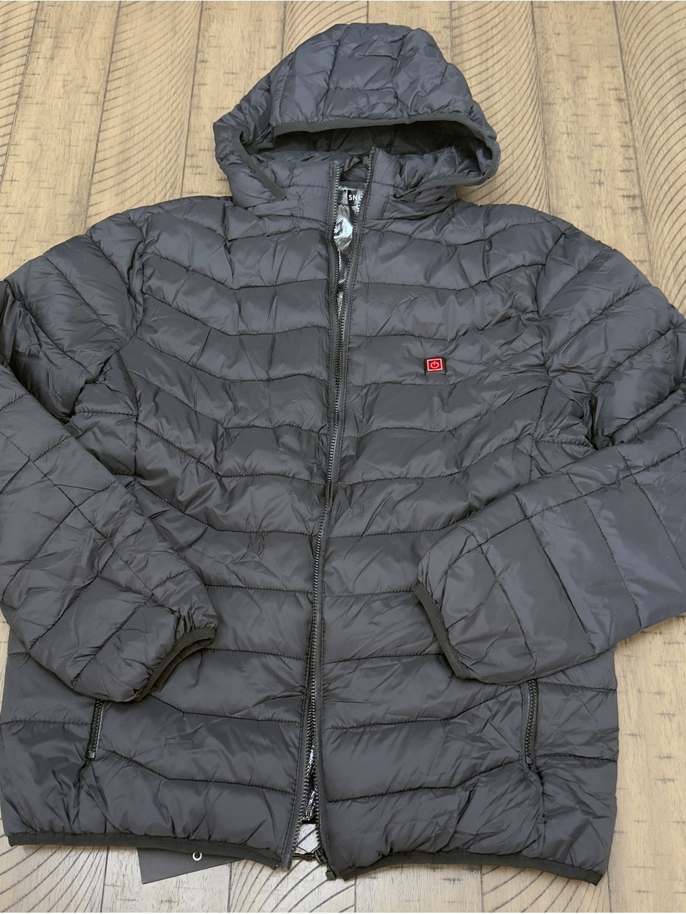 Heated Jacket With Hood Electric Thermal USB Puffer Coat Size M